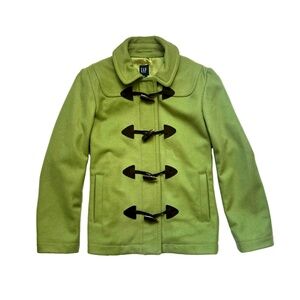 GAP Brand Lined Green Wool Zippered Peacoat